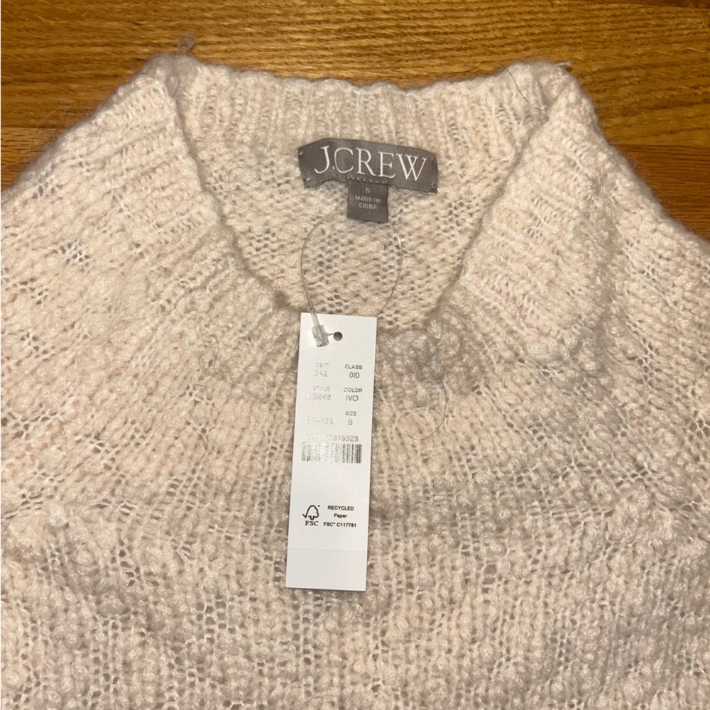 J. Crew Women’s Cuffed Mockneck Cozy Cream Knit Sweater - Picture 3 of 4